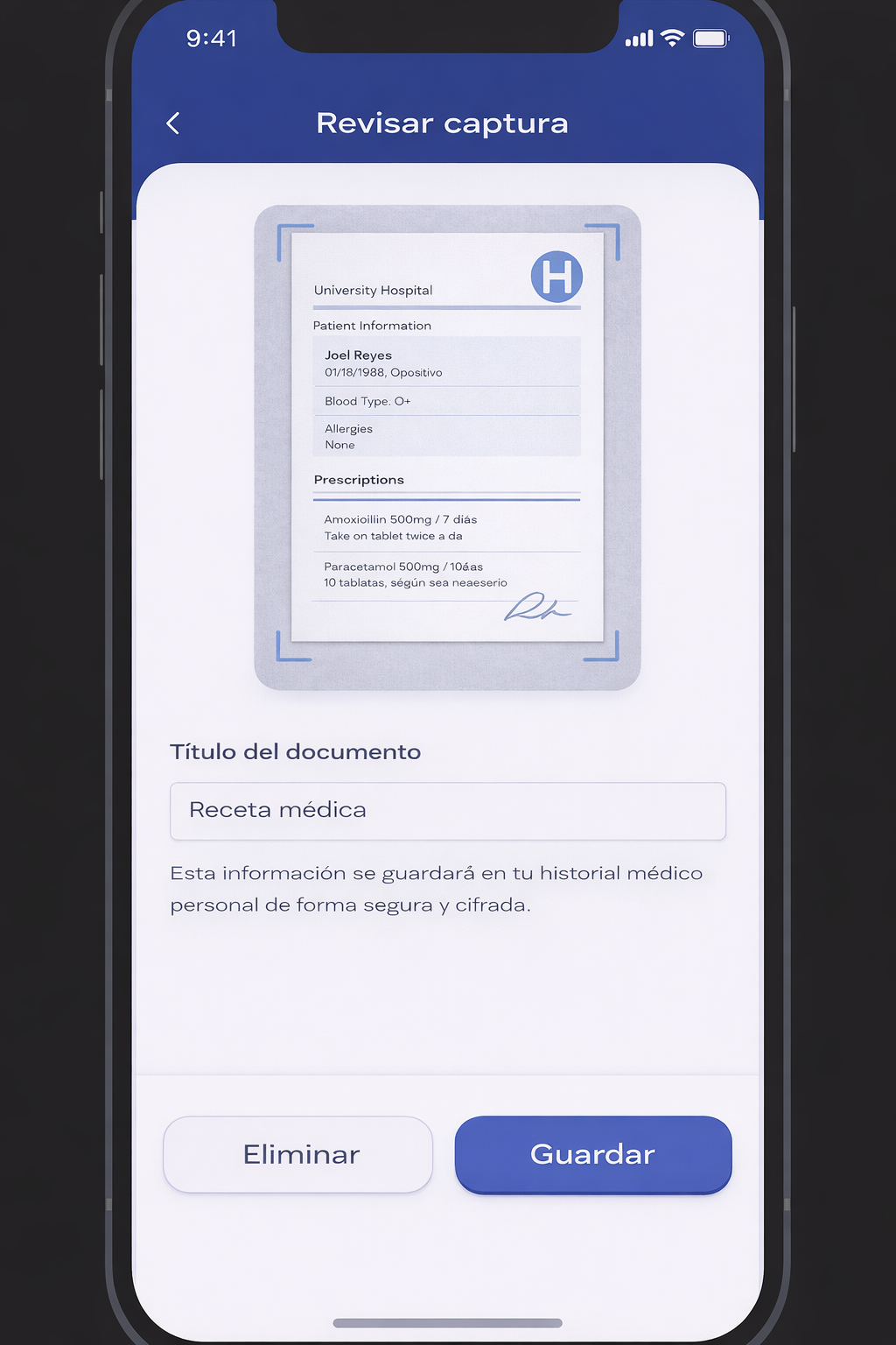 Kura procesando la receta médica